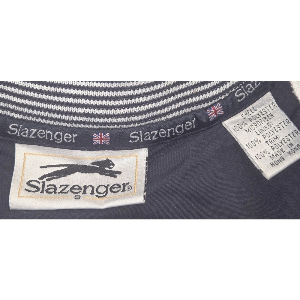 Slazenger Mens V-Neck Golf Vest Navy Blue Microfiber Striped Trim Size Small
